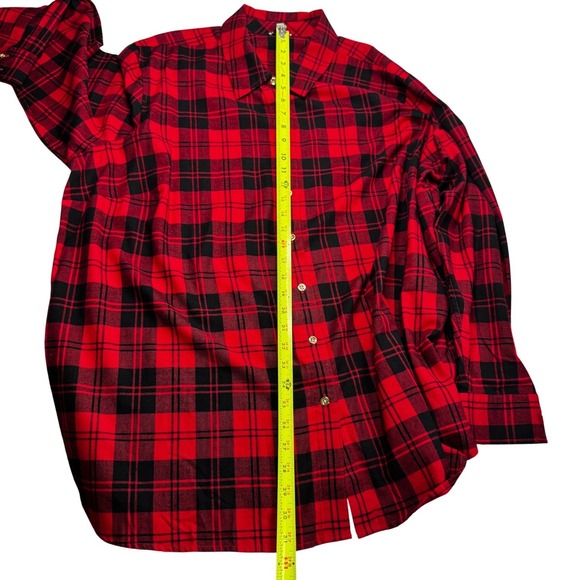Talbots Womens 3X Red‎ Black Plaid Button Down Top Christmas Party Holidays NEW - Picture 12 of 13